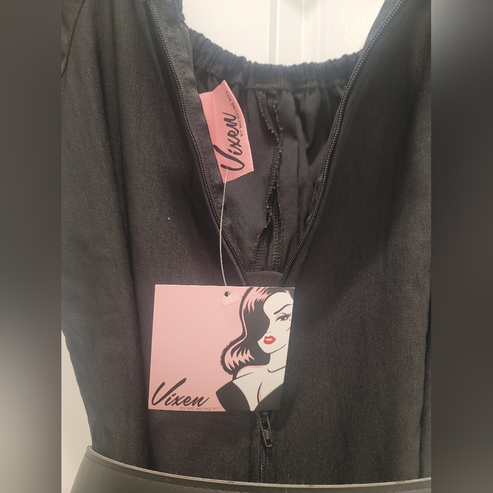 Vixen by Micheline Pitt, Peasant Wiggle Dress, Black 2XL - Picture 7 of 9